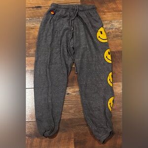 Smiley face aviator nation sweat pants